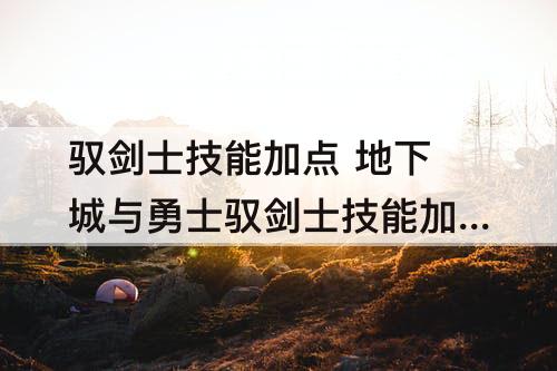 驭剑士技能加点 地下城与勇士驭剑士技能加点