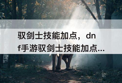 驭剑士技能加点，dnf手游驭剑士技能加点图